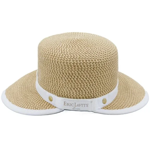 Eric Javits Squishee Raffia Ribbon Cap | White Brim | Customized | EUC - Picture 4 of 13